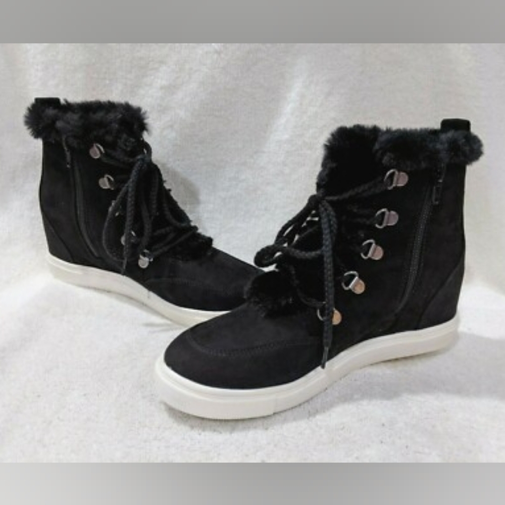 Madden Girl Pulley Faux-Fur Wedge Sneakers